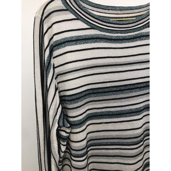 Ann Taylor Factory Metallic Striped Wide Collar Lightweight Sweater Size XL - Picture 2 of 7